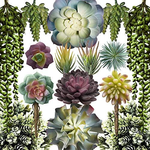 caqpo Artificial Succulents - 15 Pack - Premium Unpotted Succulent Plants Artificial - Realistic Textured Succulents - Fake Succulent Plants for DIY - Feaux Faux Cactus Plant Bulk