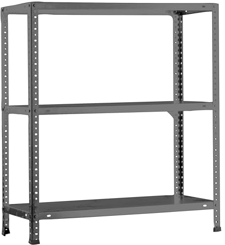 Simon Rack Scaffale Metallo Garage, 3 Ripiani, 75 kg di Punto di Flessione, 900x800x400 mm, Con Viti, Scaffalatura Garage, Grigio - Advantage
