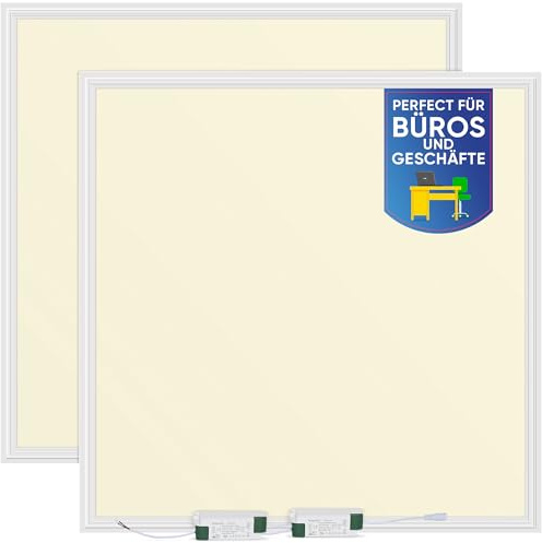 LECOM 2x LED Panel 62x62 Warmweiß 3000K CRI90 Flach für Odenwalddecken | LED Rasterleuchte Warmweiß CRI90 für angenehme Atmosphäre und natürliche Farben. Ideal für Wartebereiche, Hotels und Lounges.