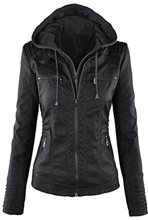 Manches Longues Dames Veste en Cuir PU Veste en Cuir Veste Courte pour Femmes Veste Femme Combinaison Moto