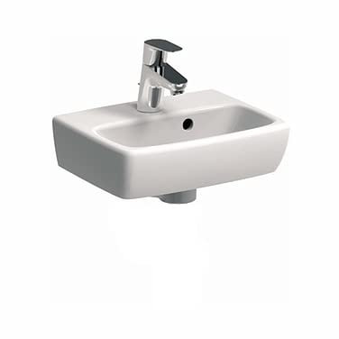 VBChome Lavabo à poser rectangulaire Blanc 36 x 28 cm - Petit lavabo à poser avec trou avec trop-plein - Un lavabo à encastrer avec meuble sous le lavabo - Montage moderne et facile