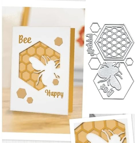 Honeycomb Bee Frame Metal Die Cuts Cutting Dies, Honeycomb Bee Frame Paper Cards Cutting Dies Cut Stencils for DIY Embossing Card Making Book Tags Decorative Paper Dies Scrapbooking
