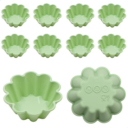 lemgyiamz Stampo per tartellette - Stampo per tartellette in silicone Stampi per tartellette Set di stampi da forno, per mini torte, mini crostate e mini quiche 10 PCS (verde)