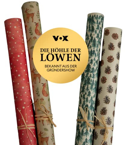 PÁPYDO 4 Rollen Geschenkpapier I Nachhaltiges Graspapier I Hohe Qualität I sehr stabil & made in Germany