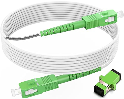 (30ft/10m) SCA to SCA Fiber Optic Internet Cable, Armored Fiber Patch Cable, OS2 Single Mode Fiber Optical Patch Cord, Simplex - 9/125um, LSZH White 𝙍𝙖𝙢𝙗𝙤𝘾𝙖𝙗𝙡𝙚𝙨