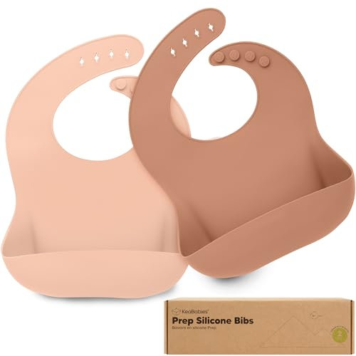 KeaBabies Bebé Baberos de Silicona - Babero de Silicona Impermeable y Fácil de Limpiar para Bebés - Baberos de Alimentación para Bebés con Bolsillo Grande para Recolector de Alimentos (Dusk)