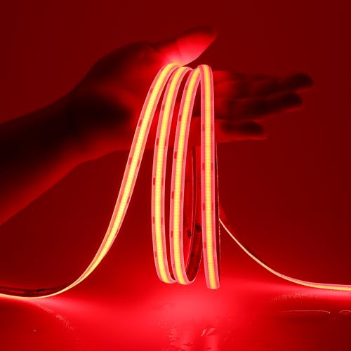 JOYLIT 12V COB LED Streifen Rot Wasserdicht 6M 320LEDs/M, Flexibler LED Licht Band 1920LEDs 8MM Breite LED Leiste für Lkw, Boot