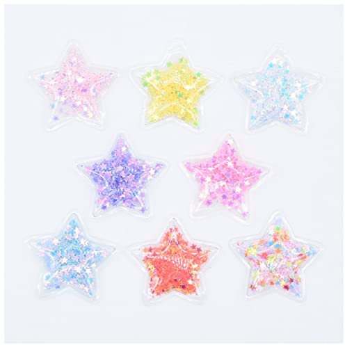 Bügelflicken 32 stücke 36mm glitter stern transparente kunststoff füllung pailletten appliquen for DIY. Headwear Hair Clips Bow Decor Accessoire Patches Flicken Zum Aufbügeln (Size : Mixed)