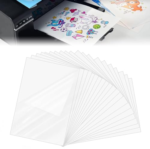 skytowards 40 Blatt Bedruckbare Klebefolie A4 Aufkleberfolie Druckerpapier Transparent Selbstklebende Vinylfolie Bedrucken Selbstklebefolie Folienetiketten Vinyl Sticker Paper für Tintenstrahldrucker