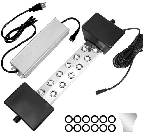 TEPU Mist Maker 12 Head Ultrasonic Pond Fogger, 9000ml/H 400W, ultrasonic fogger with Float IP67 Waterproof Power Supply for Halloween Decoration Rockery Fishtank Landscape