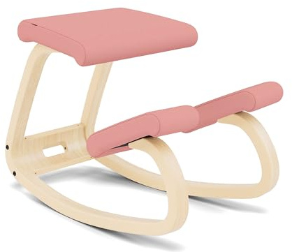 Varier Variable Balans Ergonomischer Stuhl Holz Natur/Rosa Bewegung Haltung Büro Home Office Lernen 10 Jahre Qualitätsgarantie