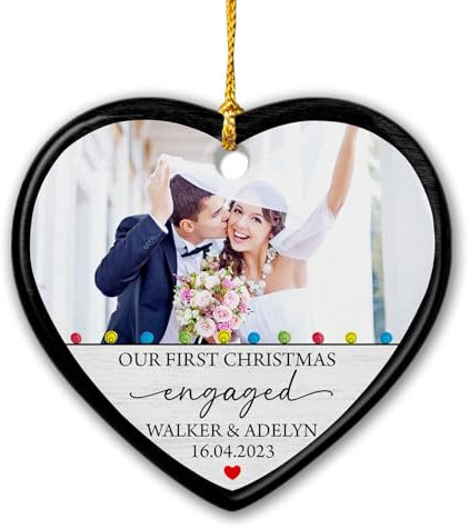 Christbaumschmuck Keramik Weihnachtsanhänger Anhänger Weihnachtsbaumschmuck Hängende Ornamente Weihnachtsdeko Foto Zur Verlobung, Personalisiertes Fotobild Zur Hochzeit, Zur Verlobung, Unser