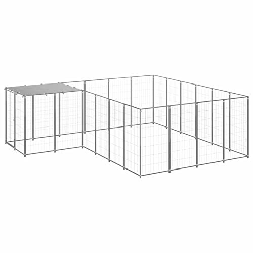 ARKEM Hundezwinger Silbern 8,47 m² Stahl Welpenlaufstall Freilaufgehege Dog Crate Indoor