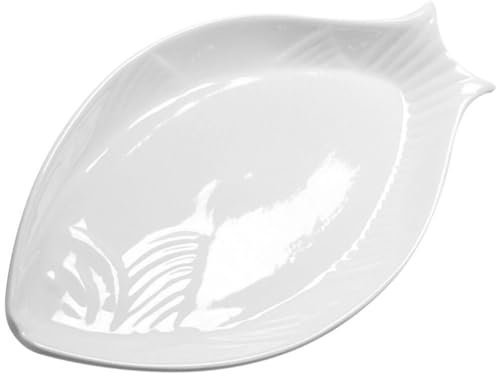 Cabilock Fish Shaped Plate Serving Platter, Ceramic Food Dish Fish Snack Appetizer Tray, Dinner Plate for Home Kitchen Restaurant, 13Inch