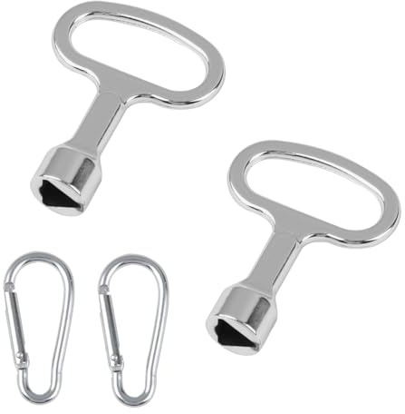 nllkii Set de 2 Llaves Triangulares Universales con Mosquetón para Contenedores de Basura, Cajas Eléctricas, Gas y Agua,Tamaño Compacto 3.5x5 cm, Ideal para Electricistas e Instaladores