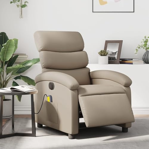 Homgoday Elektrischer Massagesessel mit Vibration & Liegefunktion - Cappuccino-Braun - Kunstleder - 70x92x99,5 cm Model3204039