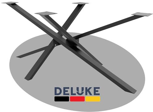 DELUKE® Tischgestell Metall Sider Schwarz | inkl. Schrauben + Bodenschoner | Tischbein Tischkufen Tischgestell für Holztisch Esstisch Schreibtisch Sitzbank | 72x70x140cm