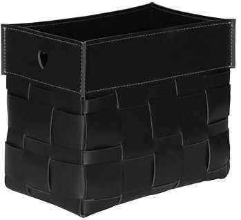 LIMAC Design LORY Zeitungsständer modern aus gewebtem Leder, Zeitschriftensammler, Originaler Zeitungskorb, Bücherkorb, für Zuhause, Büro, Hotel, Hergestellt in Italien. (Schwarz)