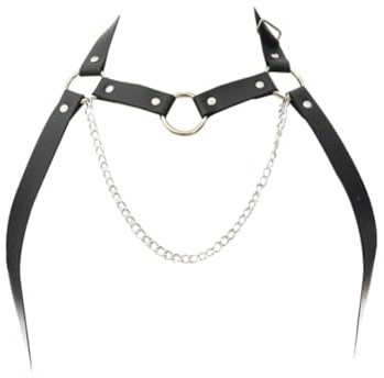 Brustgeschirr aus Leder, Gothic, Körperkette, Gürtel, Punk, Schultergurte, Ring, verstellbare Schnalle, für Herren, Clubwear, Kostüm