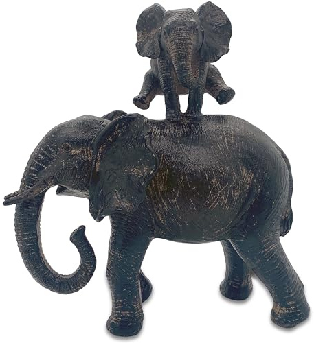 Objectz Elefant mit Kind bockspringend - Dekofigur im Kolonialstil