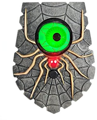 Rhein Beleuchtung Spinnen-Türklingel,Gruselige Türklingel Halloween Türklingel,Animierter Augapfel mit Spooky Sounds,Halloween Party Requisite (Spinne Türklingel)