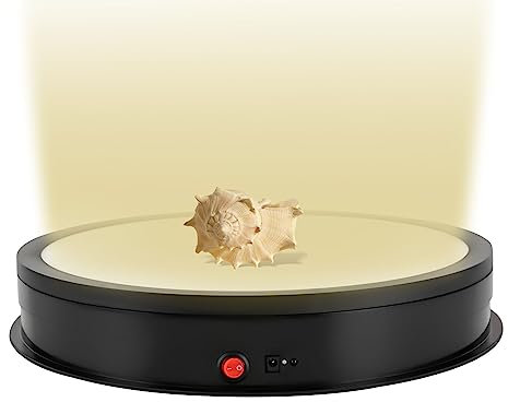 MEHOOSPVN Piatto girevole elettrico, 42 cm, 50 kg, piatto girevole automatico con telecomando, piatto girevole a 360 gradi, per fotografia, display con luce LED, nero