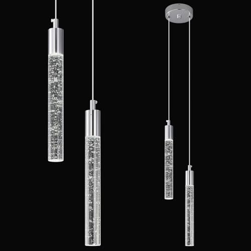 ZPBSJ Moderna lampada a sospensione a LED a forma di isola della cucina, colore cromato, mini lampada a sospensione (2 luci)