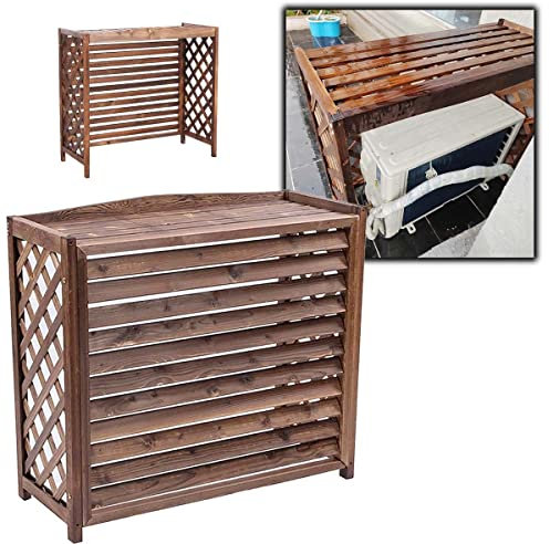 BOKNI Couverture de climatisation, Couverture de climatiseur en Bois Couverture de climatisation extérieure écran de confidentialité, climatiseur caché Fleur Rackr Cadre à persiennes Cacher unité