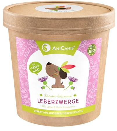AniCanis Bio Kräutermix Leberzwerge für Hunde - Leber & Galle - 100g | vom Tierheilpraktiker, mit Silymarin & Löwenzahn, Gallenfunktion, Stoffwechsel, ohne Zusatzstoffe