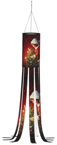 YQTGBCED Windsäcke mit weihnachtlichem Magie-Druck, Herbst- bis Winter-Windsack, Outdoor-Dekoration für Thanksgiving, Polyester-Windsack
