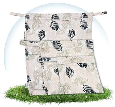 Hinzling Wetbag Beige Jungle (L) – Nasstasche für Stoffwindeln – Nachhaltige Wetbags aus recyceltem Polyester – Wetbag für Kindergarten und Unterwegs – Wetbag Kindergarten Oeko-TEX Zertifiziert