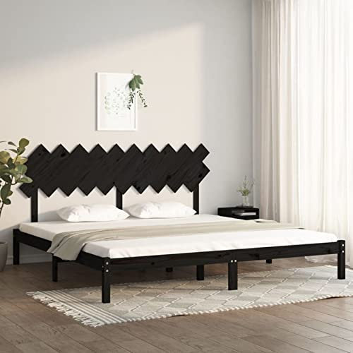 Iiaky Massivholzbett Bettgestell Bed Frame Bett Mit Bettkasten Hausbett Bett Massivholz Schwarz 200x200 cm - 3104892