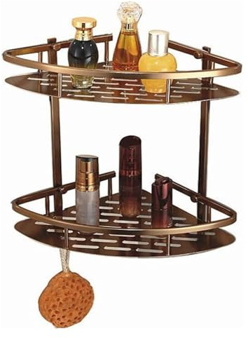 Shower Caddy Corner,Wall Antique Bronze Bathroom Triangle Shelves Dual Tier Corner Aluminum Shelf Shower Basket Etagere Mural Shower Caddy Repisa