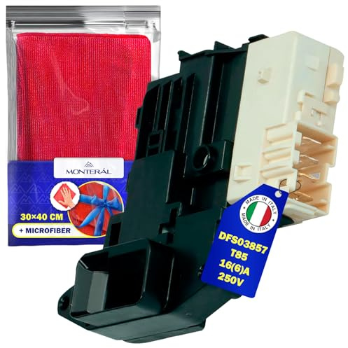 Türschloss der Waschmaschine DFS03857 T85 16(6) A 250V EBF61315801 für LG | mit 4 Kontakten - Komplett mit Microfasertuch – MADE IN ITALY - MONTERAL
