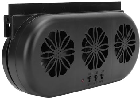 Refroidisseur à énergie Solaire, Ventilateur de Fenêtre de Voiture Solaire 5000 Tr/min avec Interface USB pour la Circulation de L'air de Ventilation de Refroidissement (BLACK)