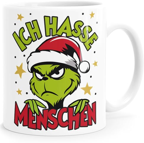 MoonWorks Tasse Weihnachten Weihnachtsnörgler Spruch Lustig keine Menschen Geschenkidee Weihnachtsmuffel Weiss standard