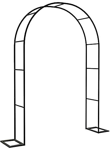 Arche de jardin en métal avec cadre en acier pour rosiers, plantes grimpantes, extérieur, terrasse, pelouse, cérémonie de mariage, décoration, noir, 120 x 220 cm