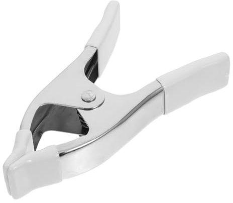 Mikikit 6-inch Nickelplated Heavy Duty Industrial Clamp A-Frame Design Small Spring Clamps PVC Protection Sleeve for Photography Backdrop Clips and Woodworking