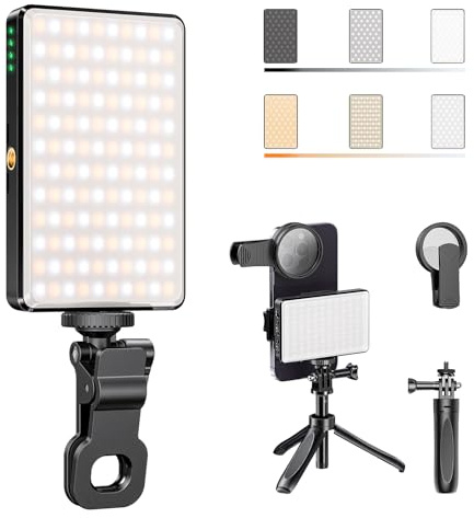 Selfie Light for Phone 120 LED Selfie Licht Handy, 3000mAh Akku HandyLicht mit CPL Filter & Dual Handyhalter, 2500K–9000K LED licht