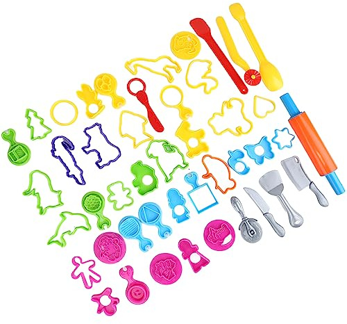 Conjunto de Herramientas de Masa de 41pcs, 41pcs de Colores Ricos de Varias Formas Conjuntos de Plástico, Kit con Arcilla y para Niños Moldes Rodantes de Rodillos Niños Niños Niñas