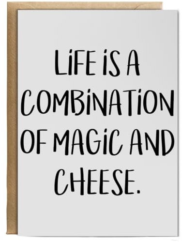 Hippowarehouse Life Is A Combination Of Magic And Cheese Personalised Card A6 with envelope for him for her Funny Cards for Men and Women Blank inside option