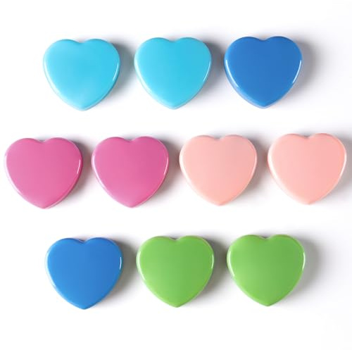 DUJEQM Magnete für Magnettafel, Herz Mini Kühlschrankmagnete - 10 Stück 5 Farben Kleine Magnete Stark | Dekorative Magnet | Bunte Magneten Starker Halt für Whiteboard Magnetwand Pinnwand Magnetbänder
