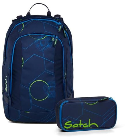 Satch Air Schulrucksack Set 2tlg. inkl. Schlamperbox (Blue Tech)