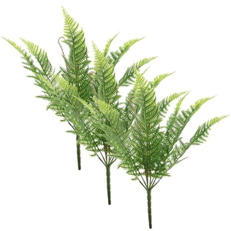 VILLCASE 2 Plantas Decorativas Artificiales de Helecho, Verde, Plástico, Alta Realismo, para Jardín y Oficina, Reutilizables, 2 Piezas