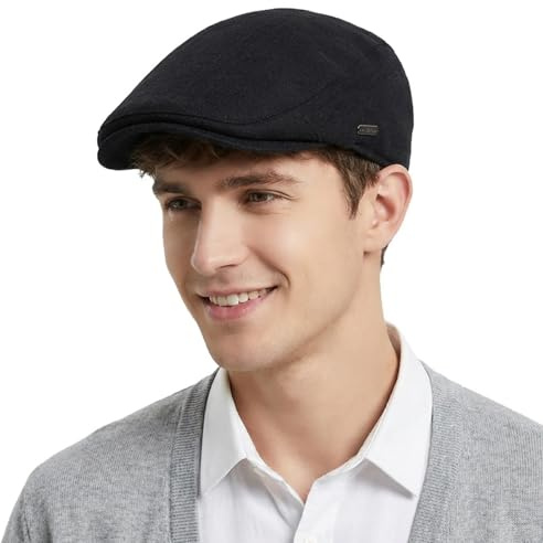 HIQIU Schiebermütze Herren Winter Baskenmütze Warme Newsboy Flatcap | Driving Cabbie Schieberkappe