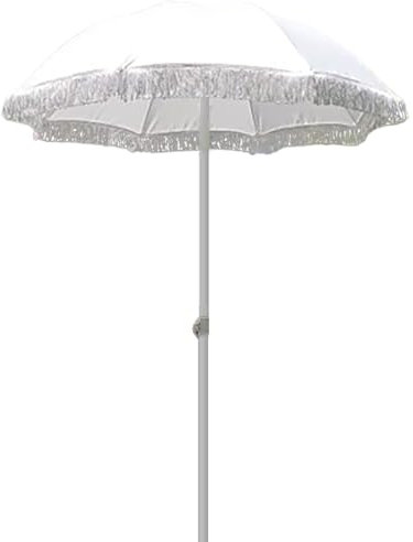 EYTVYUWPT Sombrilla Inclinable For Exteriores Con Borlas, Altura Ajustable De 2,25m, Plegable Y Portátil For Playa, Patio Y Jardín, Color Blanco