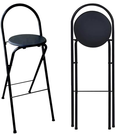 Sgabello da bar pieghevole portatile, 65 cm, nessun montaggio richiesto, salvaspazio, sgabello da cucina per colazione e pranzo, leggero sedile da campeggio con poggiapiedi (nero)