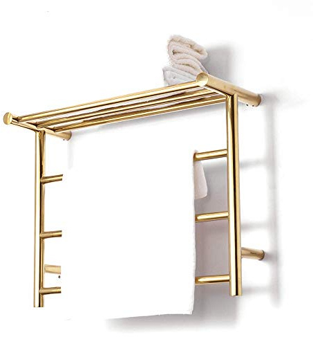 Scaldasalviette elettrico da parete, in acciaio inox 304, con mensola, design a 3 barre, per un calore simile a una spa, perfetto per l'uso in bagno