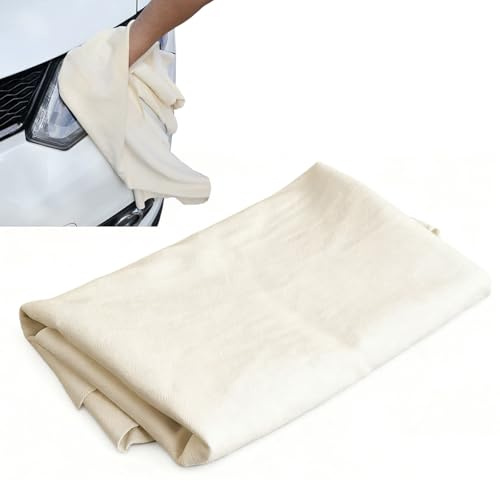HAYGEM Peau de Chamois Voiture Nettoyage, Chamoisine Entretien de Voiture, Peau de Chamois Naturelle Non Marquant, Convient pour Sécher Les Vitres, Les Miroirs, L'intérieur et L'extérieur
