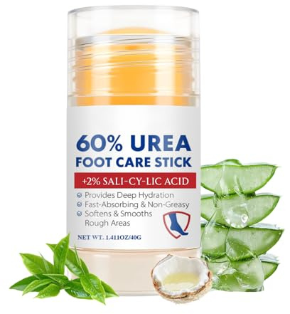 Fußcreme mit 60% Urea für Sehr Trockene,Urea Fußcreme 60%,Anti-Cracking Foot Cream Stick für Füße,Hände,Ellbogen und Knie,Fußpflege Fusscreme,Peelt, spendet Feuchtigkeit und glättet,Glättet die Haut